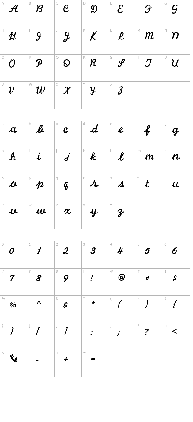 Cafe1 character map