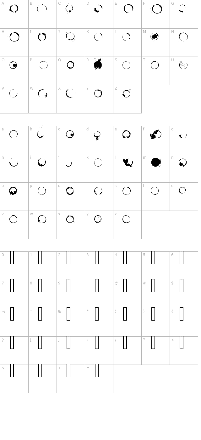 Cafeina Dig character map