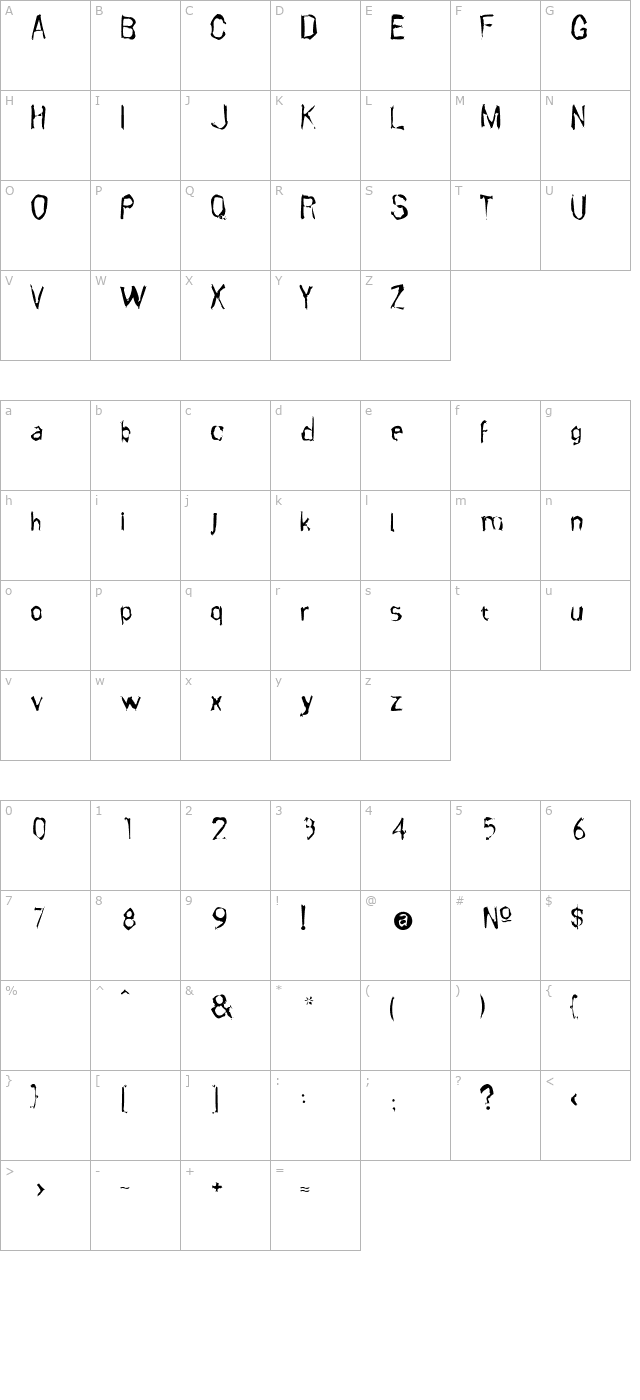 cafnoir-regular character map