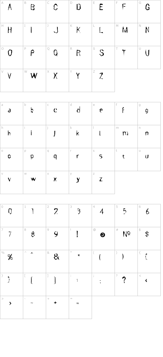 CafNoir character map