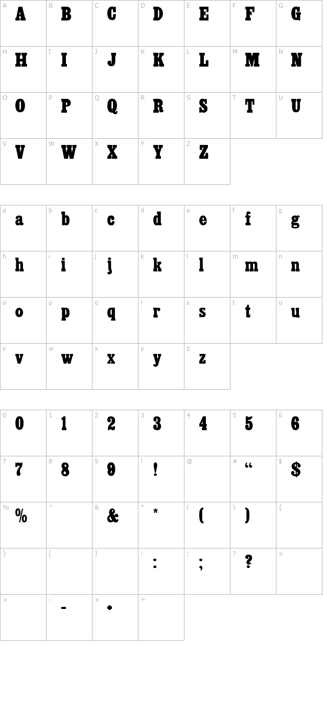 CairoExtended Regular character map