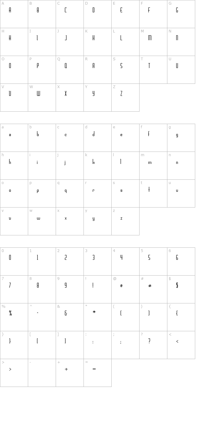 Calamaro-Bold Bold character map