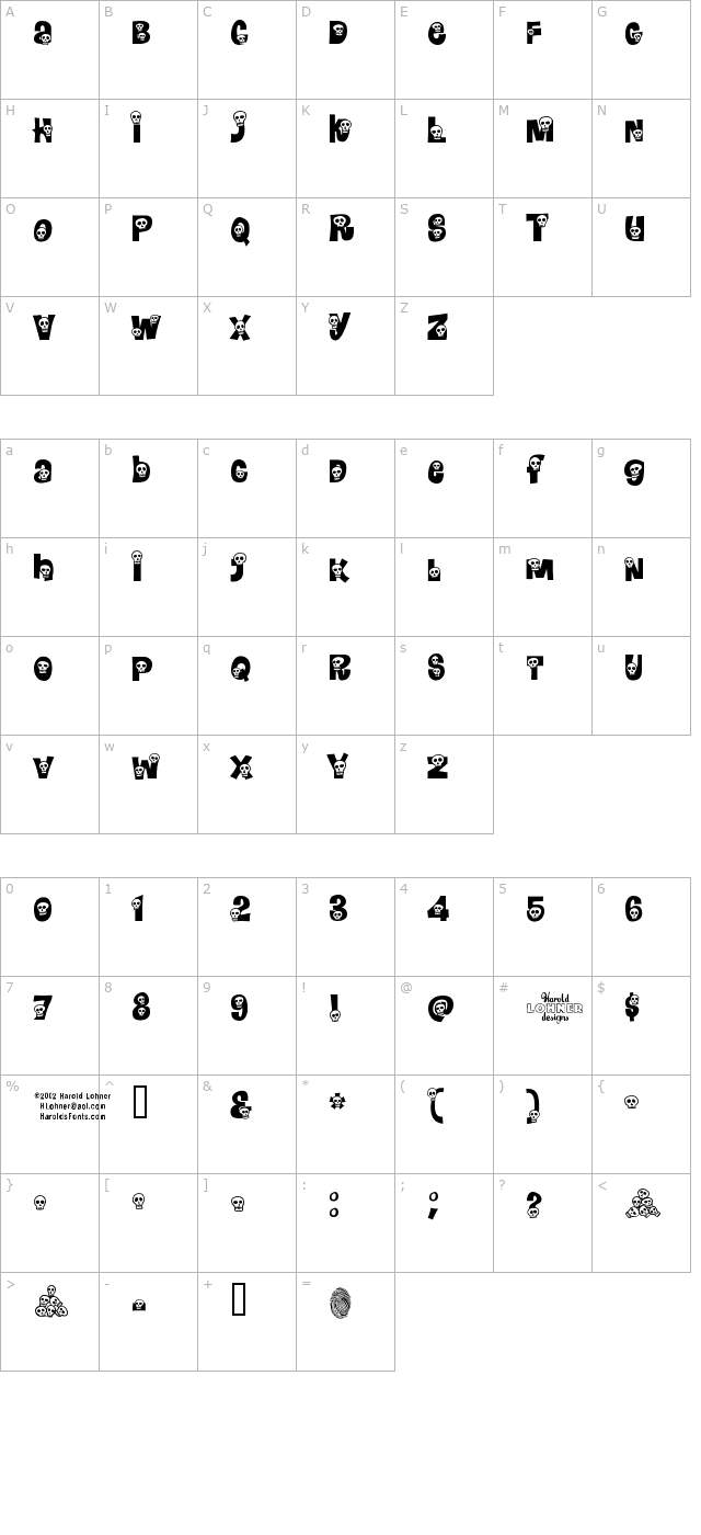 calaveras-by-harold character map