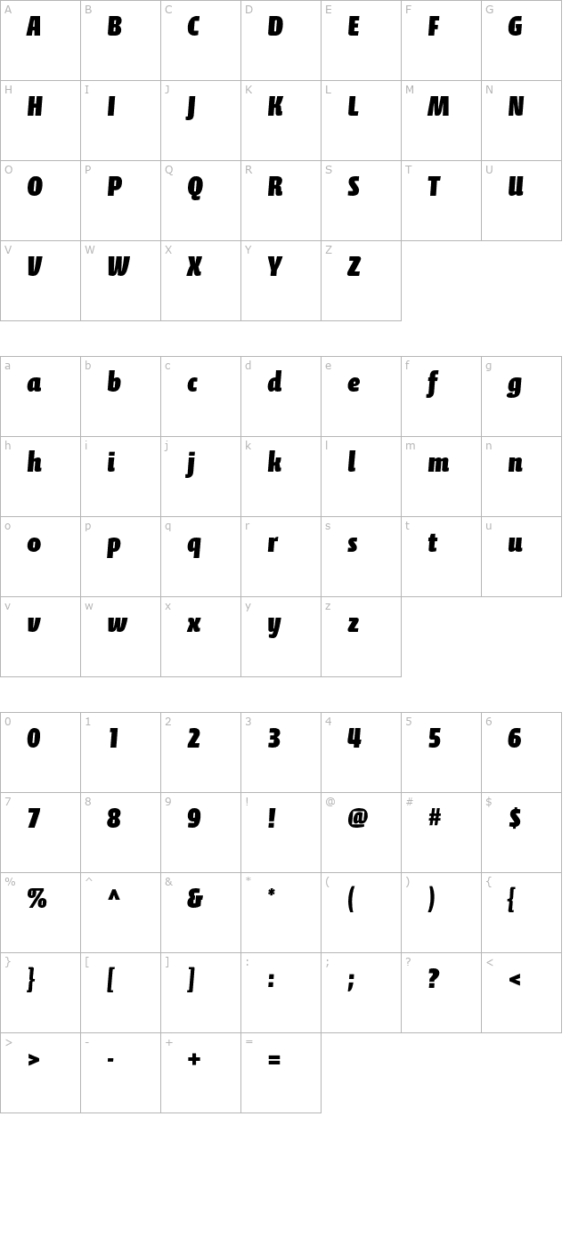 calcitepro-black character map