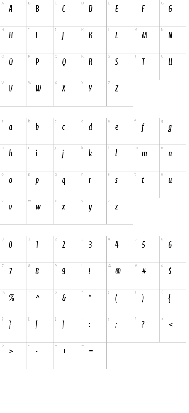 CalcitePro-Regular character map