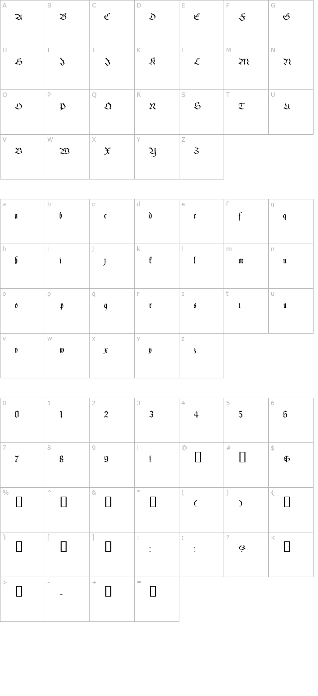 CallifontsD39PostScript character map