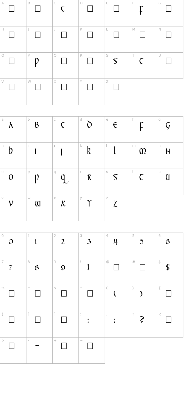 CallifontsF57TrueType Regular character map