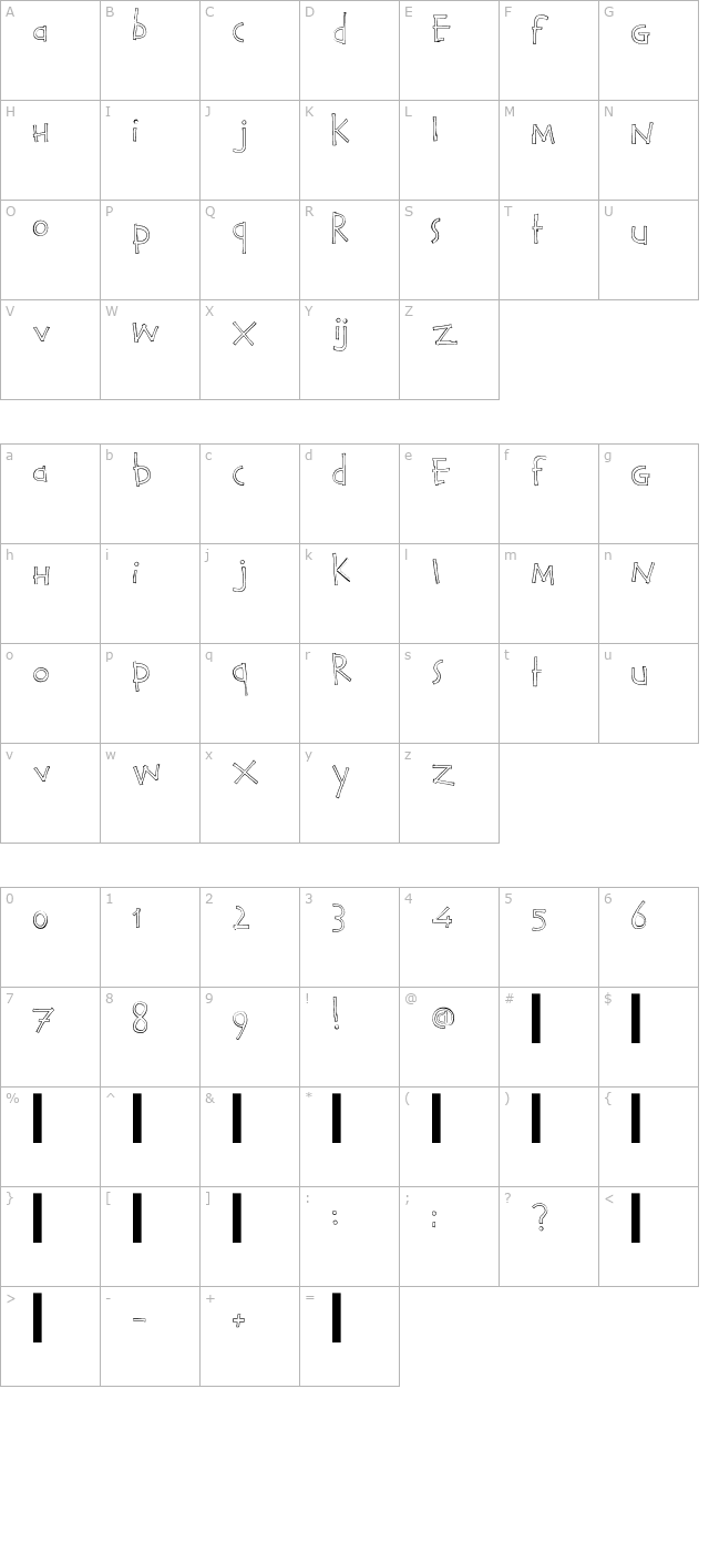 Calvin and Hobbes Outline character map