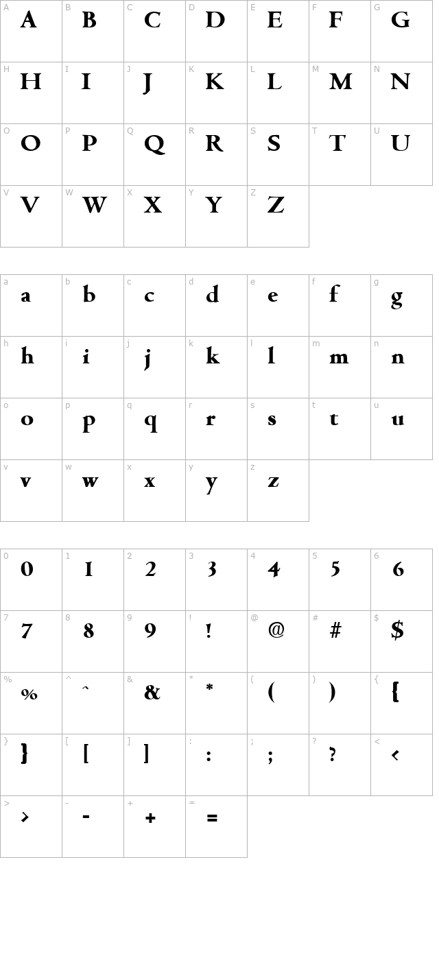 cambridge-serial-extrabold-regular character map