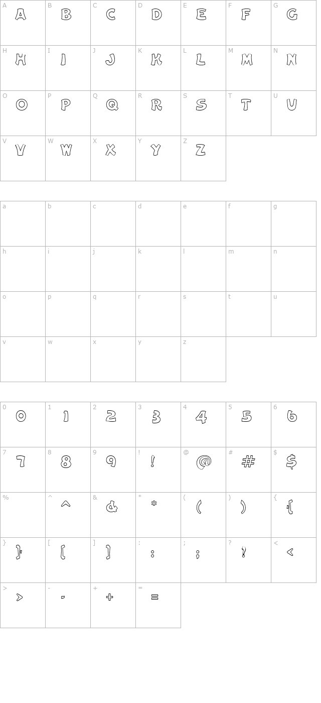 cameo-outline character map