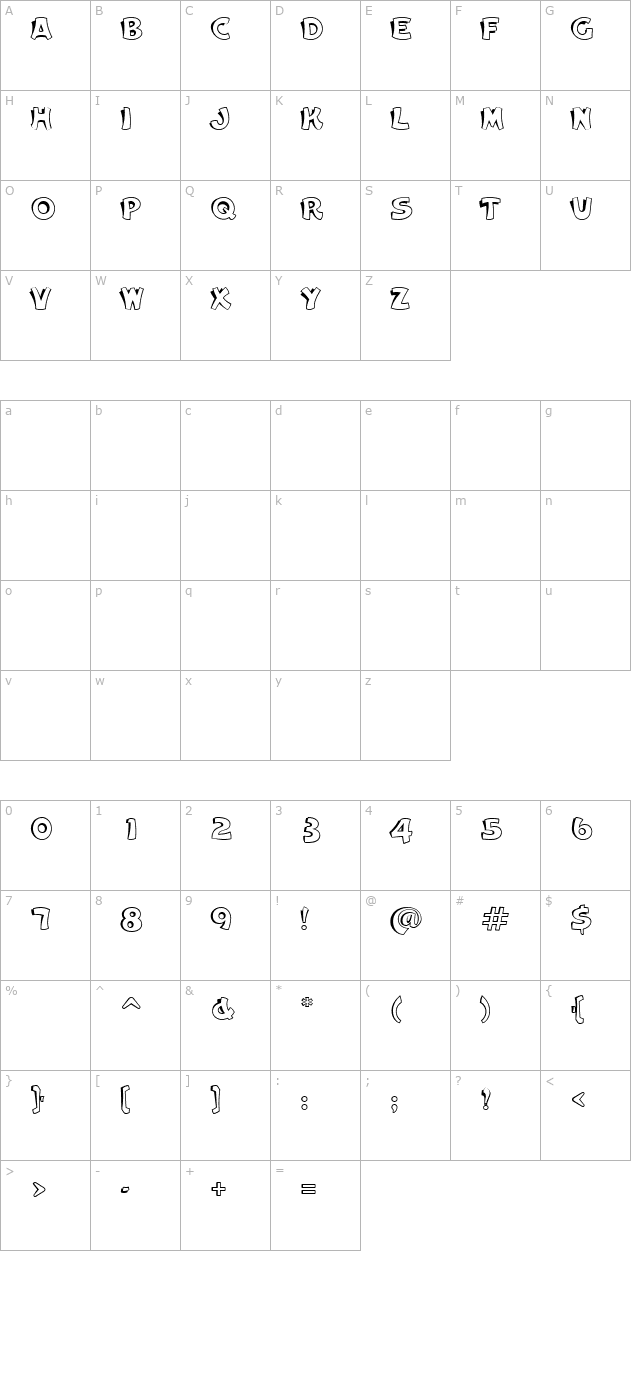 Cameo-OutlineShaded character map