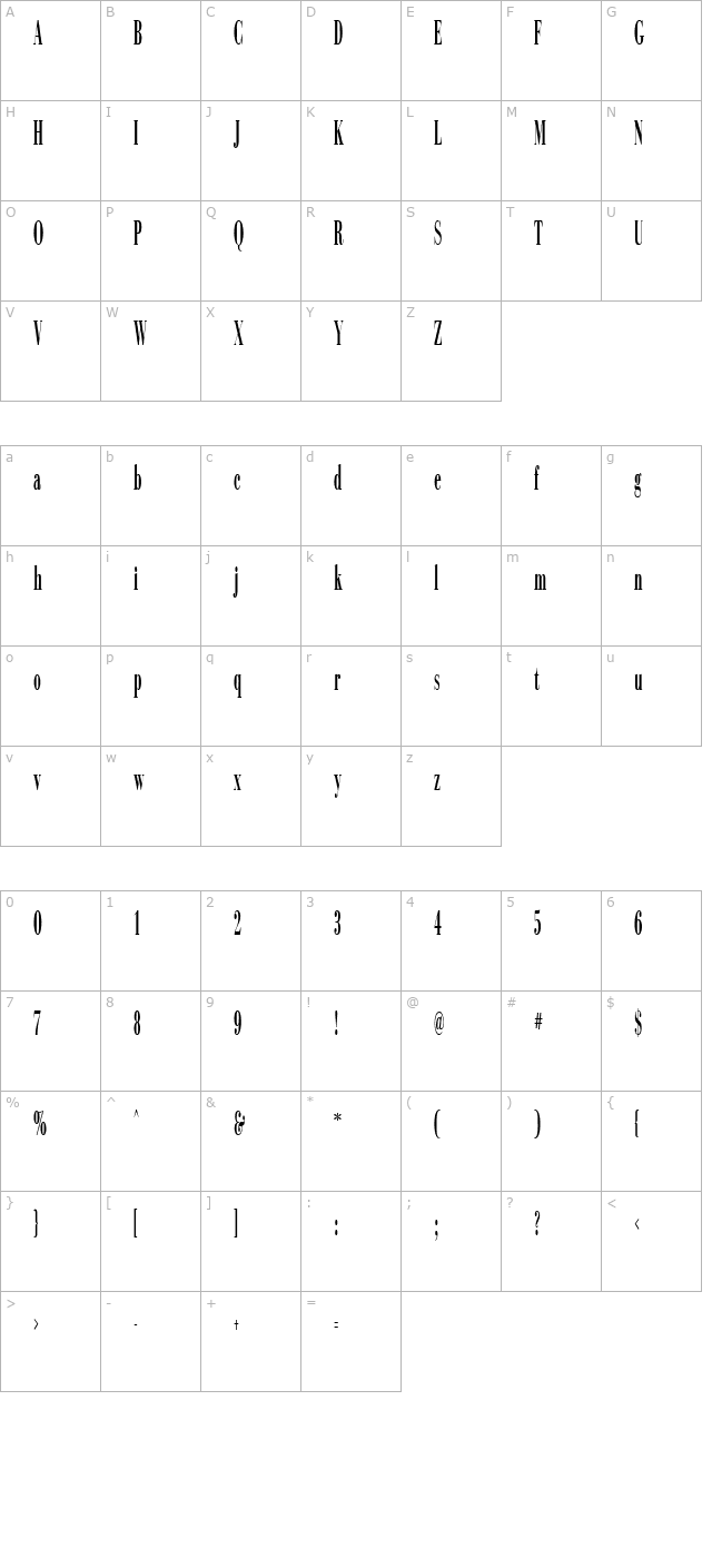 Campagna-Regular character map