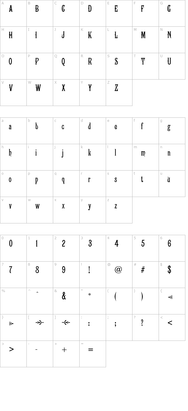 Campanile-Regular character map