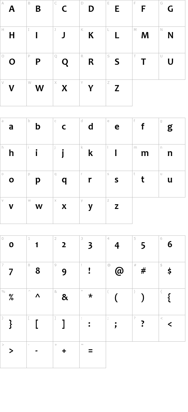 Candara Bold character map