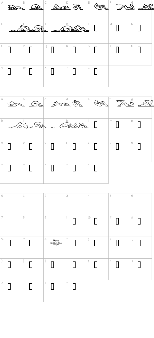 Candide Dingbats character map