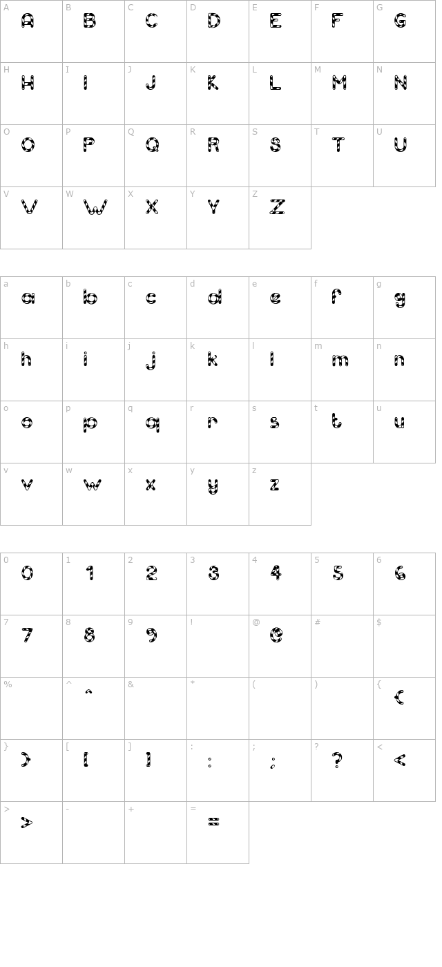 candy-cane character map