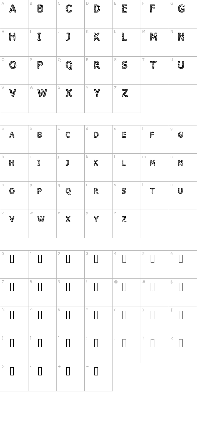 Candy Kisses character map