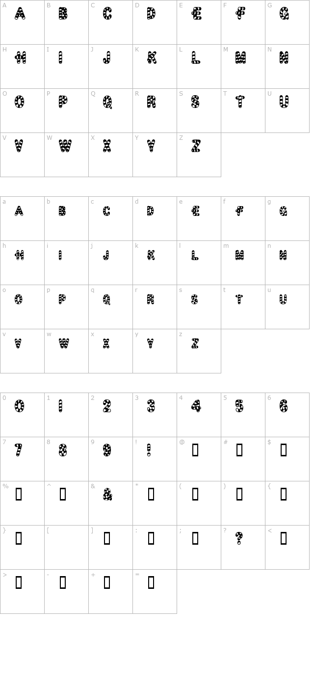 Candy Time character map