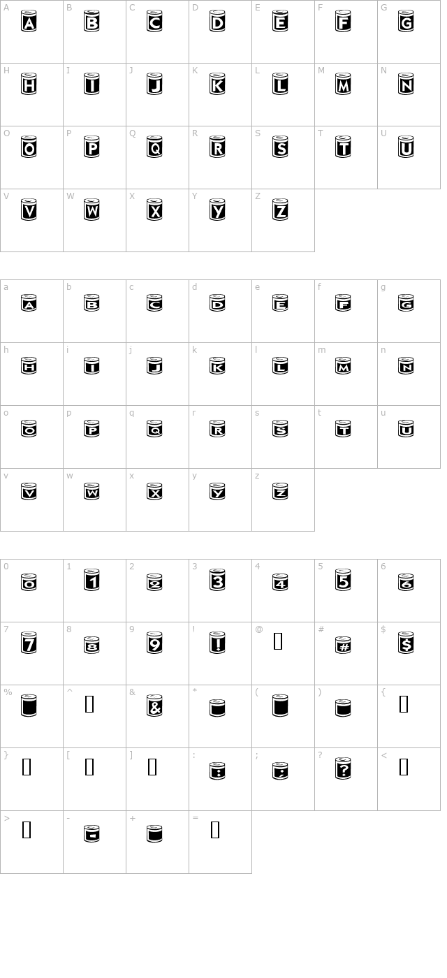 CanGoods character map