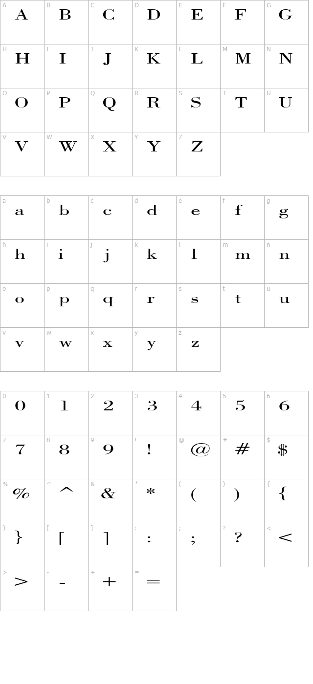 capelliextended character map