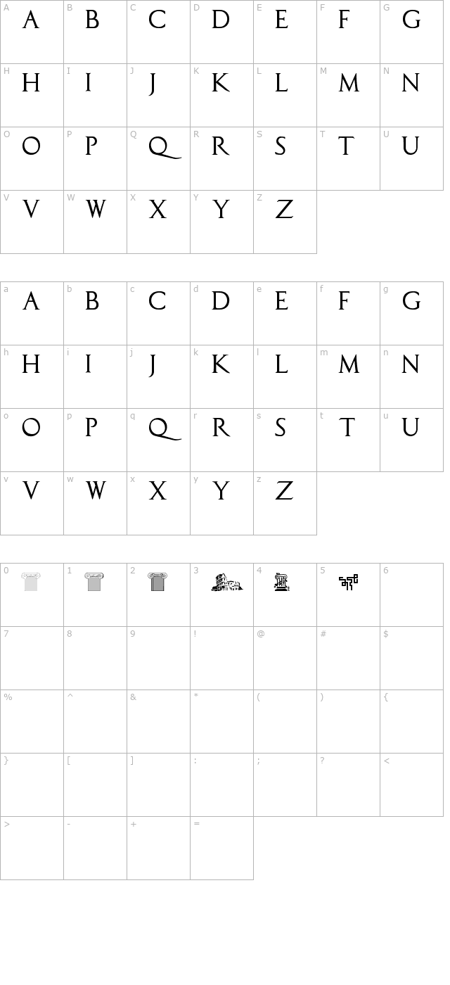 Capitalis TypOasis character map