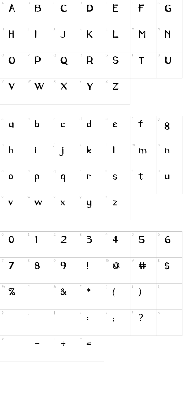 caraway-regular character map