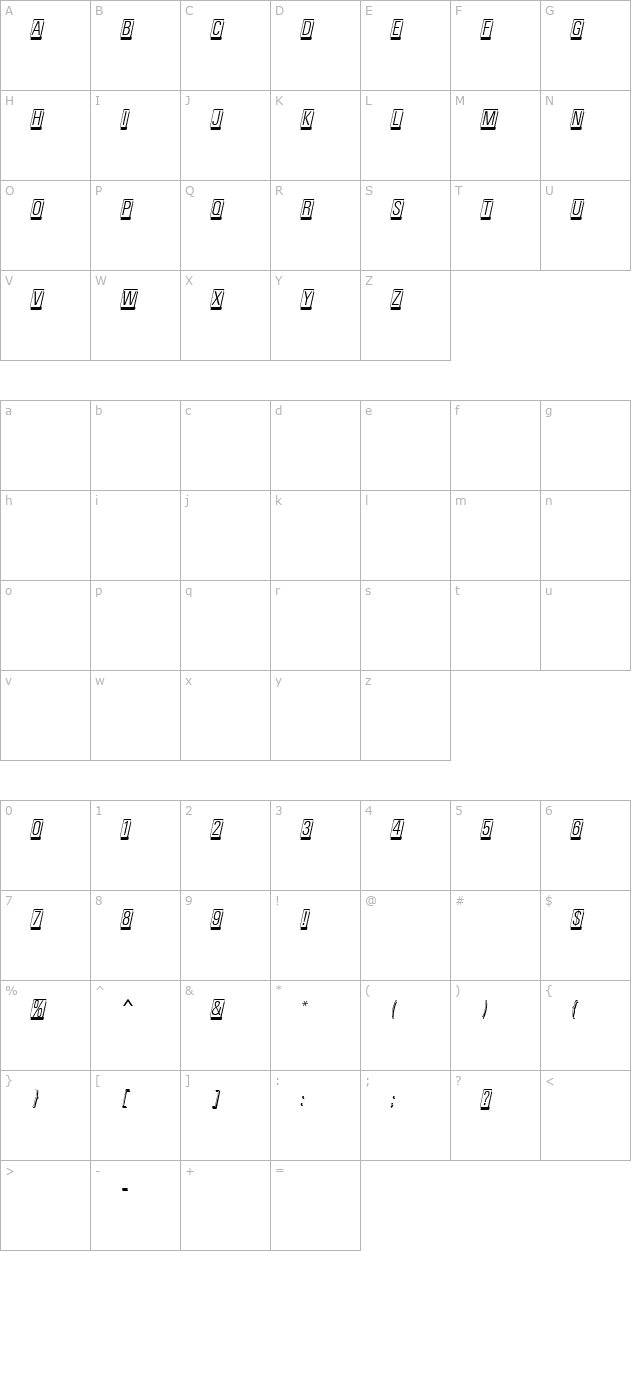 cardcamio-mn character map