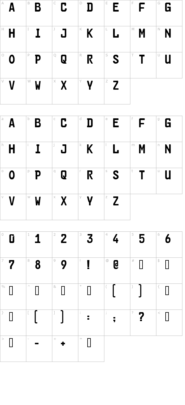 Cargo Two SF character map