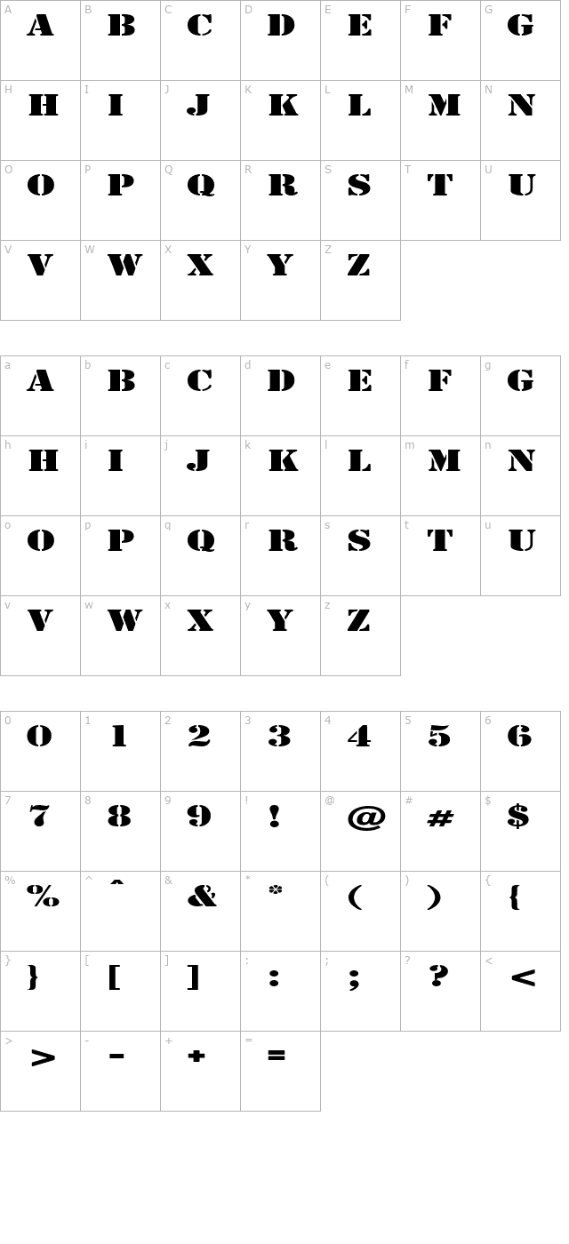 CargoExtended character map