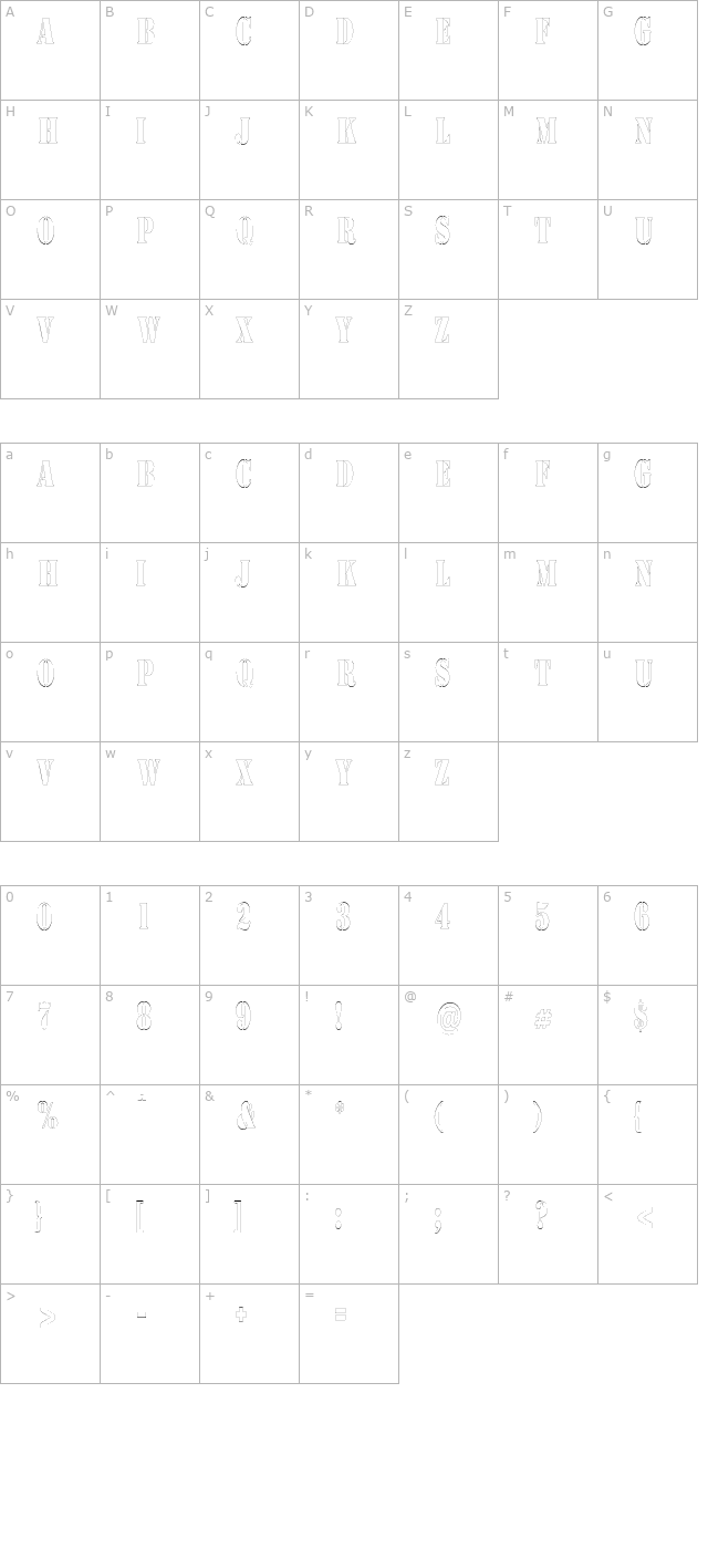 cargooutlinecondensed character map