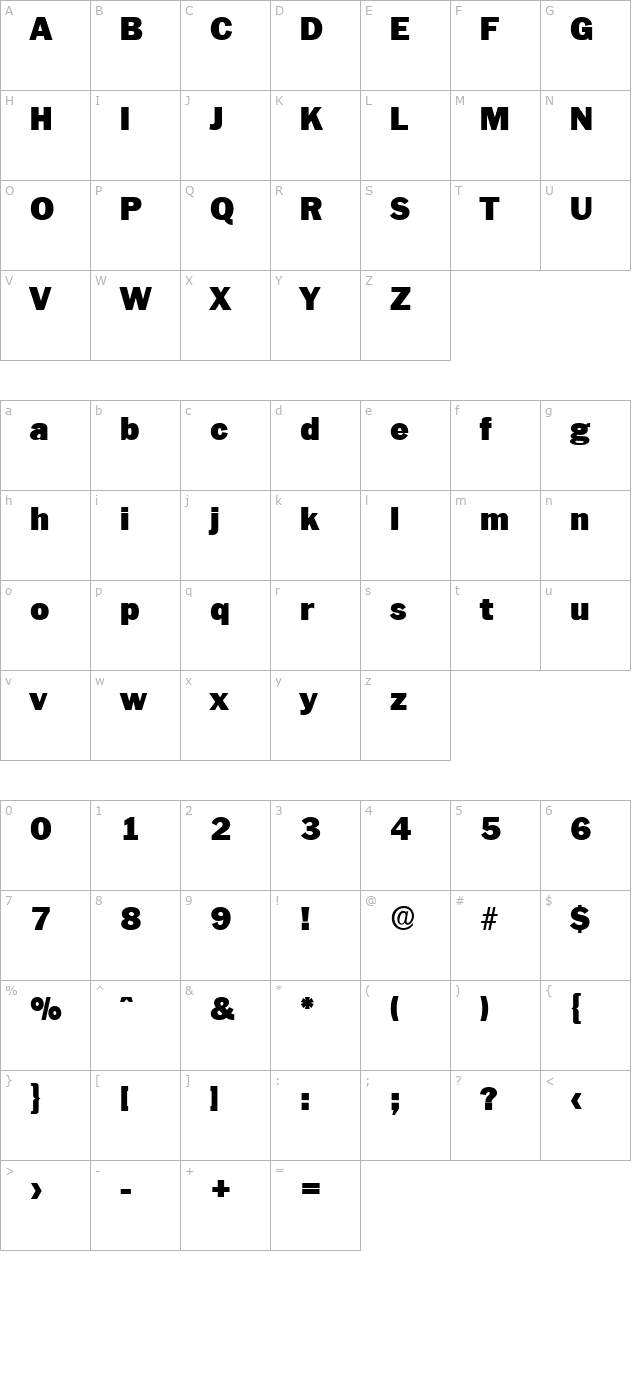 CarlBecker-Black character map