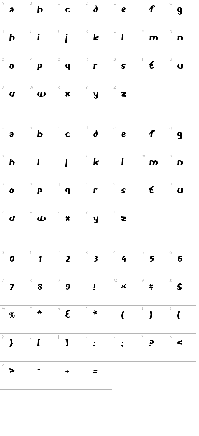 Carlie Bold character map