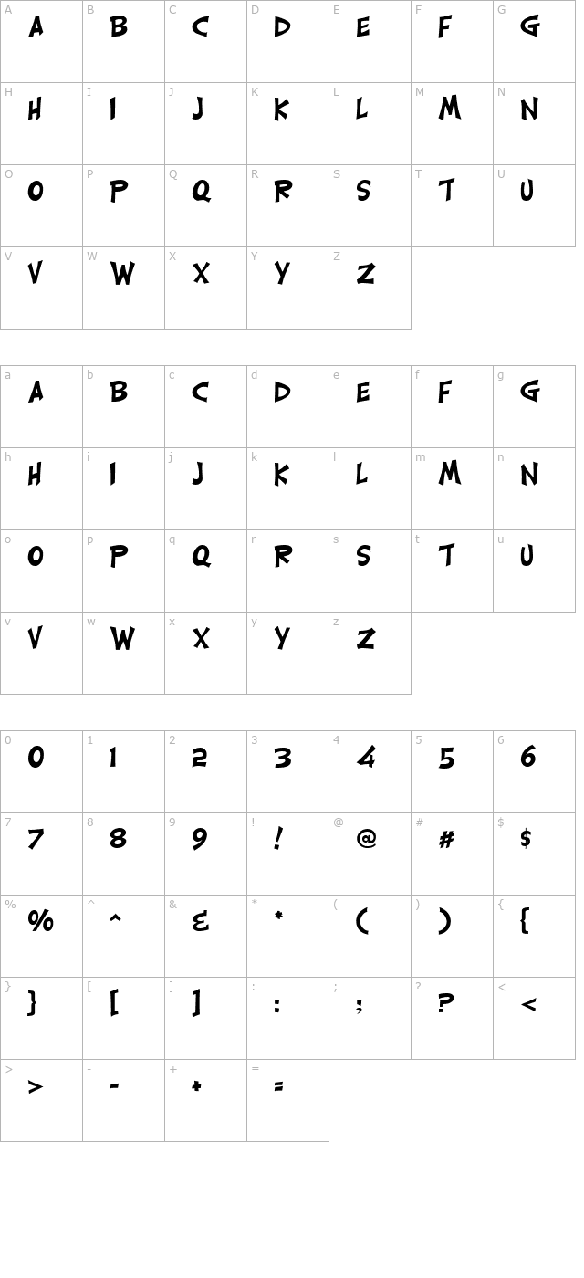 Carlisle Regular character map