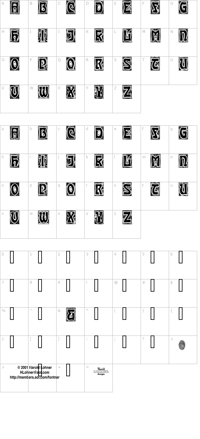 Carmen Caps character map