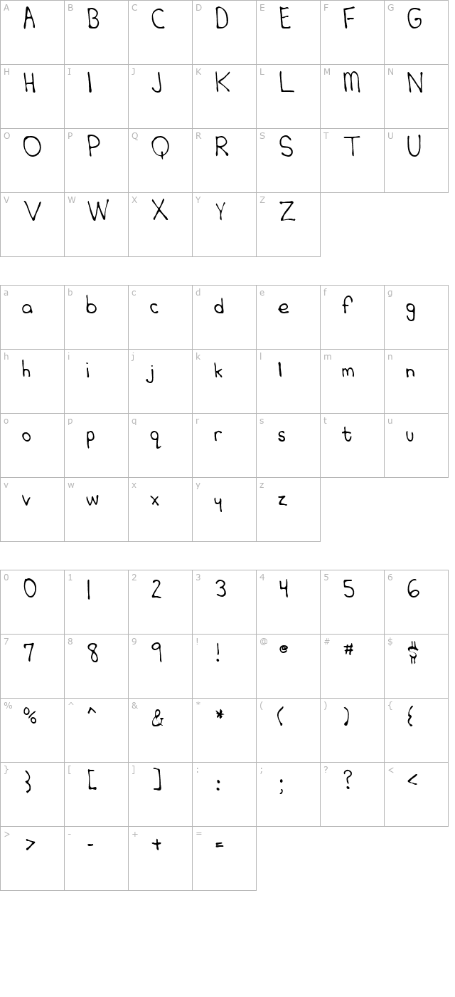 Carnes Regular character map