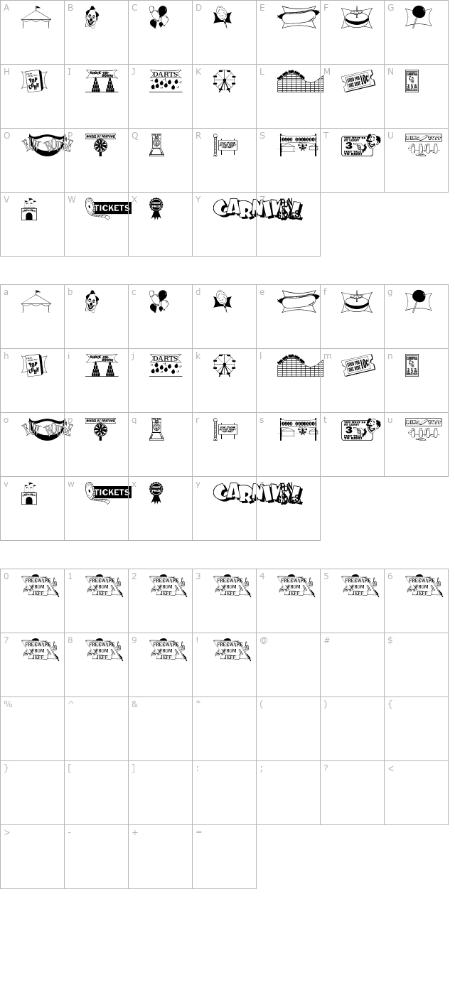 carnival-days-jl character map