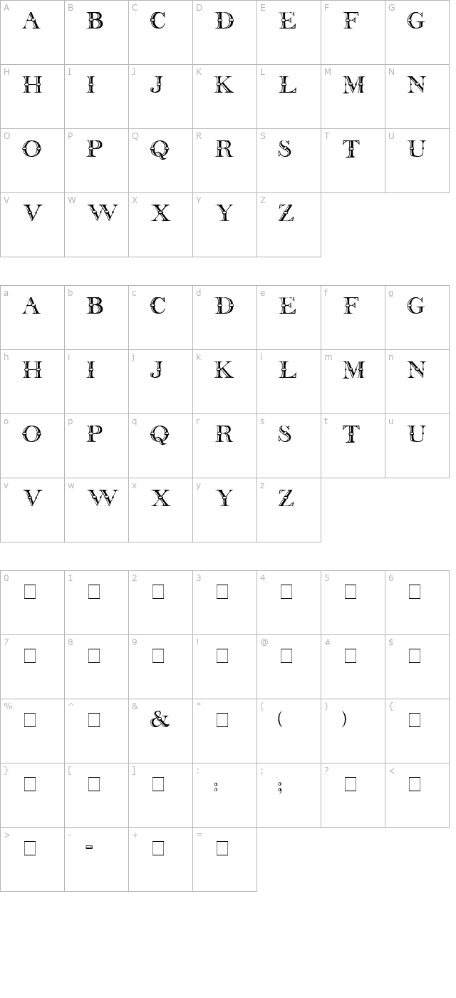 Carnivale Display Caps SSi character map