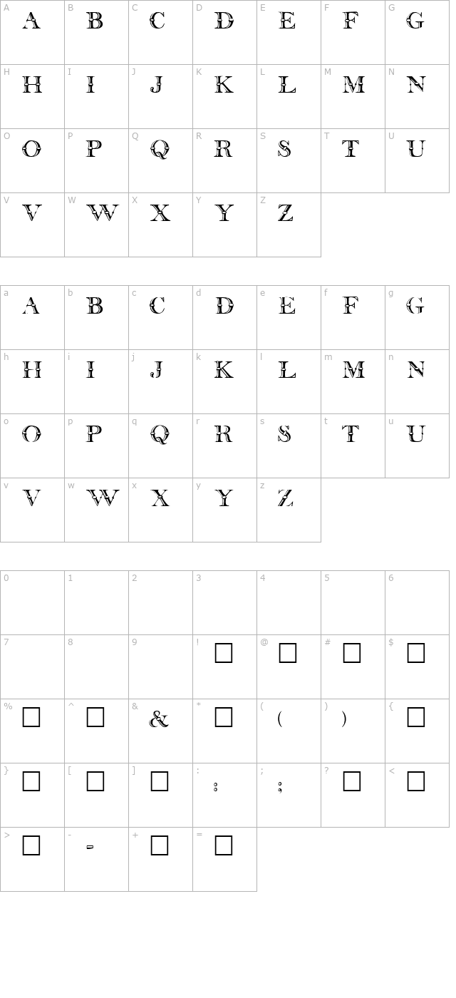 carnivaledisplaycapsssk-regular character map