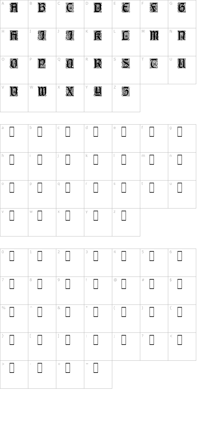 Carpathian 1 character map