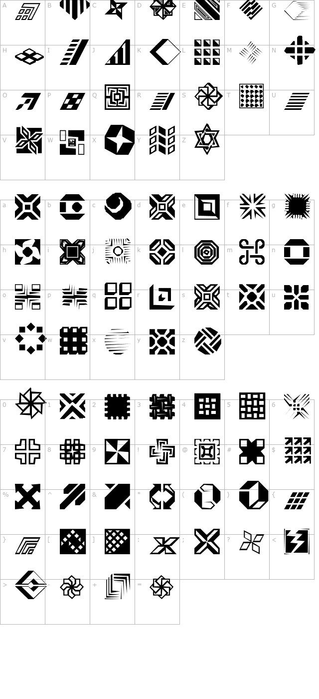 carrdingbats1-regular character map