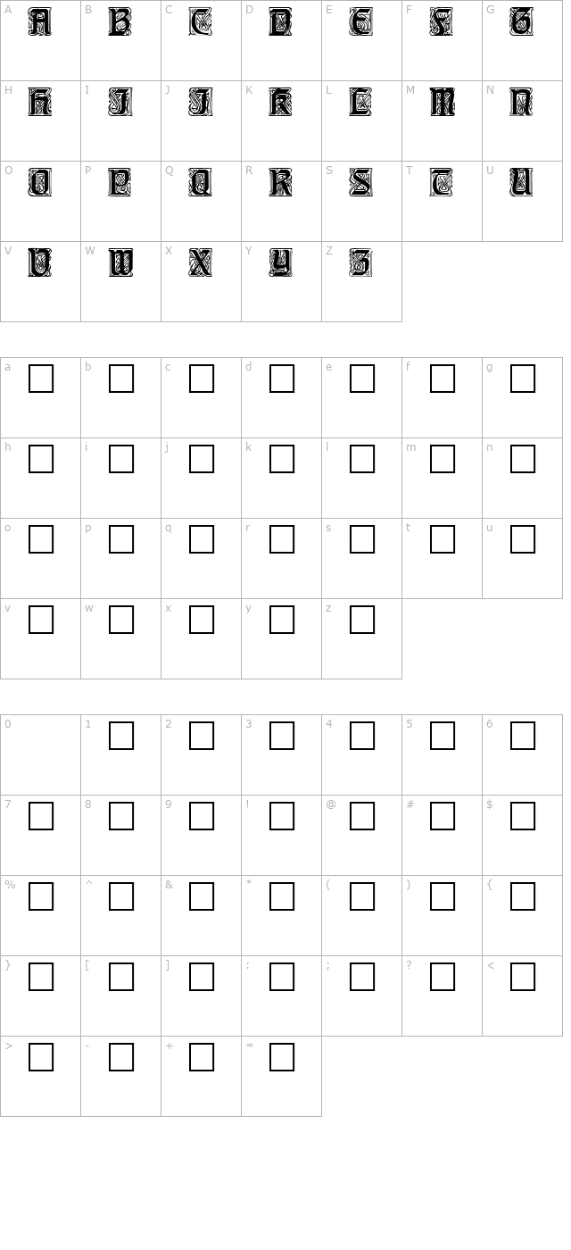 CarrickCaps Caps TR character map