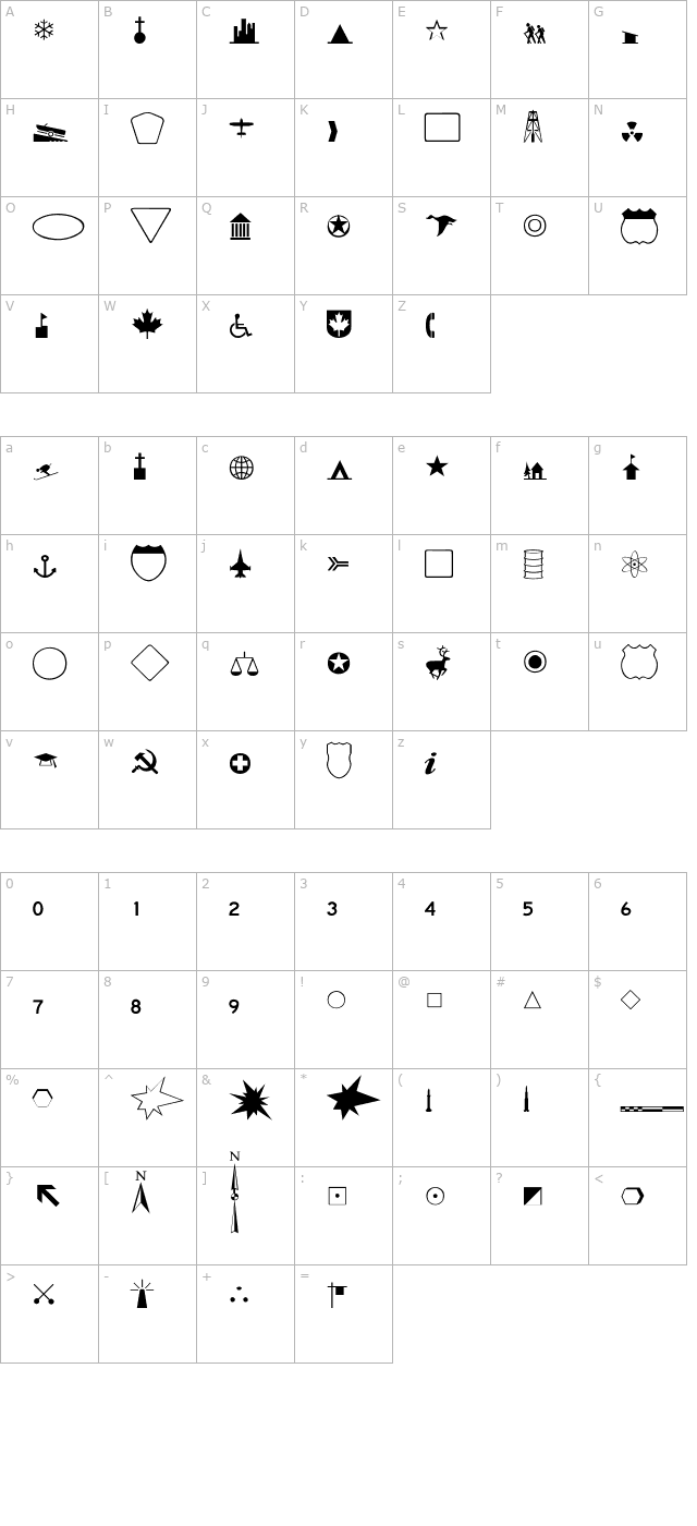 carta-normal character map