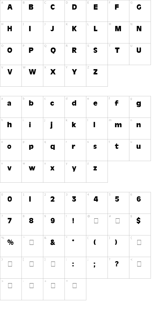 Cartes Display SSi character map