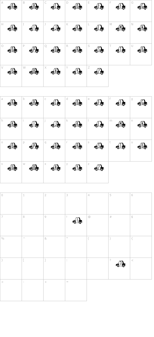 CarTown character map