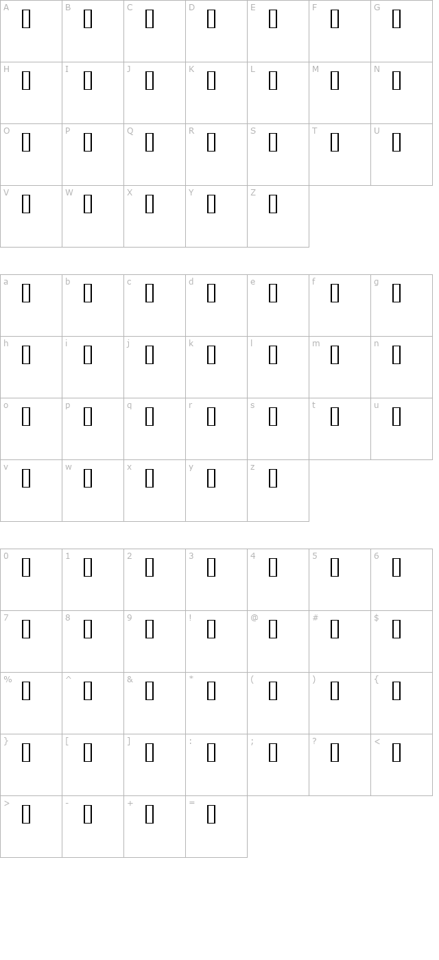 CarumbaHotCaps Plain character map