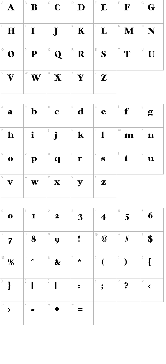 casablanca-extrabold character map