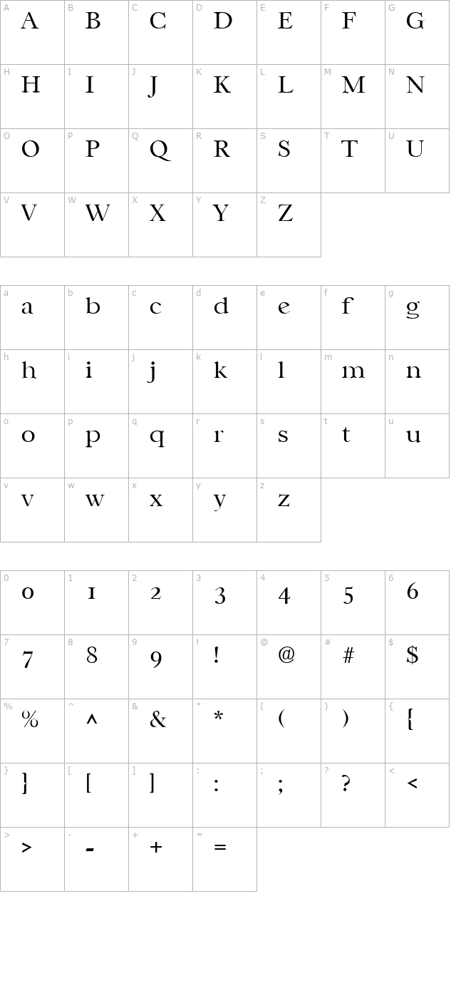 Casablanca Light SF character map