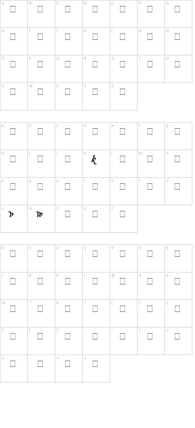 Caslon Alternate SSi Alternate Semi Bold Italic character map
