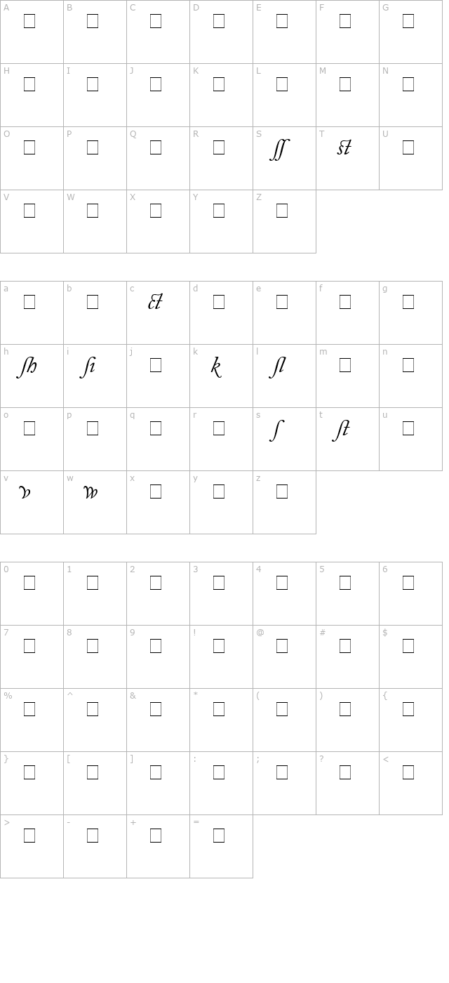 Caslon Alternate SSi Italic character map