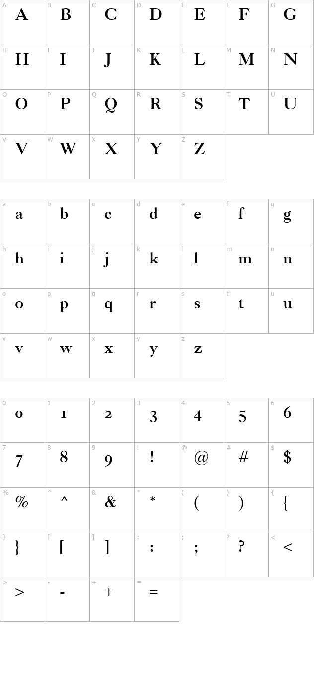 Caslon Classico Bold character map